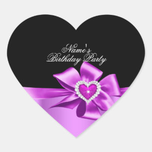 Elegant Roze Hart Verjaardagsfeestje Elke Leeftijd Sticker