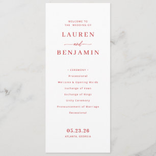 Elegant Roze Huwelijksceremonieprogramma Programma