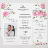 Elegant roze Hydrangea bruiloft ceremonie programm (Voorkant / Achterkant)