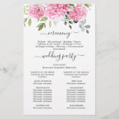 Elegant roze Hydrangea bruiloft ceremonie programm (Achterkant)