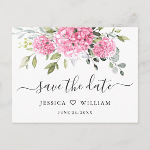 Elegant Roze Hydrangea Bruiloft Save the Date Briefkaart