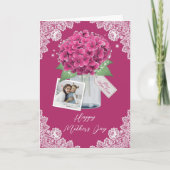 Elegant Roze Hydrangea Foto Gelukkige Moederdag Kaart (Voorkant)