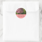 Elegant roze hydrangea Sla de datum op Ronde Sticker (Tas)