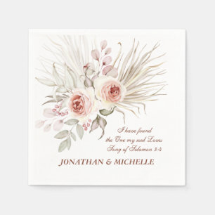 Elegant roze ivory Boho Floral Wedding Bijbelse Ve Servet