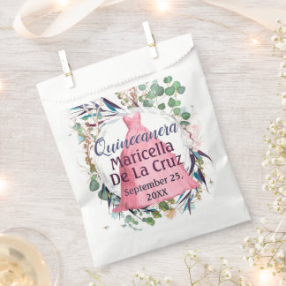 Elegant roze jurk ontwerp Quinceanera Bedankzakje
