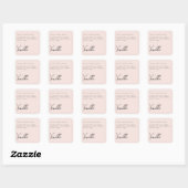 Elegant roze kaarsenetiket vierkante sticker (Vel)