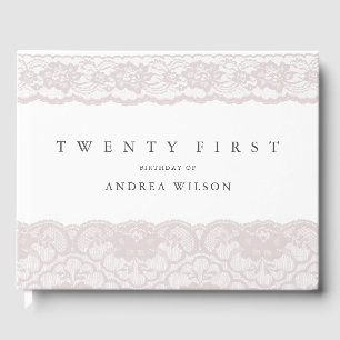 Elegant roze kant 21ste verjaardag gastenboek