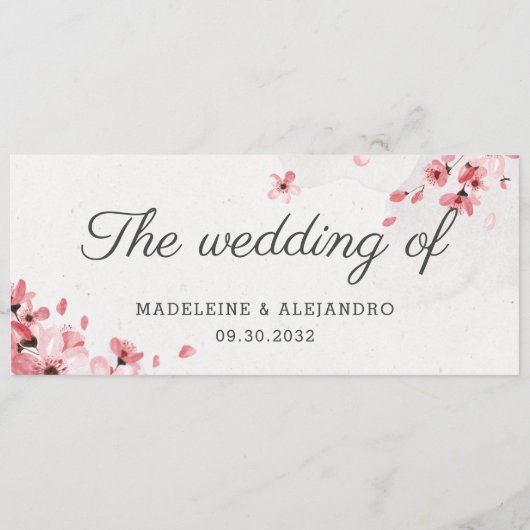 Elegant roze kerry bloeit de bruiloft van het huwe menu (Achterkant)