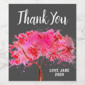 Elegant roze kerry blossom modern bedankt jullie c wijn etiket (Enkel label)