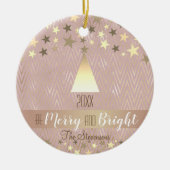 Elegant roze kerst keramisch ornament (Voorkant)