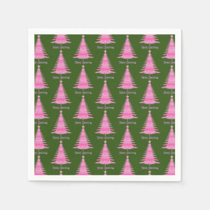 Elegant roze kerstboom patroon groen servet