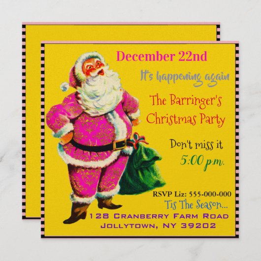 Elegant roze kerstfeest kaart (Voorkant / Achterkant)