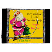 Elegant roze kerstkerst groot cadeauzakje (Achterkant)