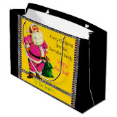 Elegant roze kerstkerst groot cadeauzakje (Achterkant Gekanteld)