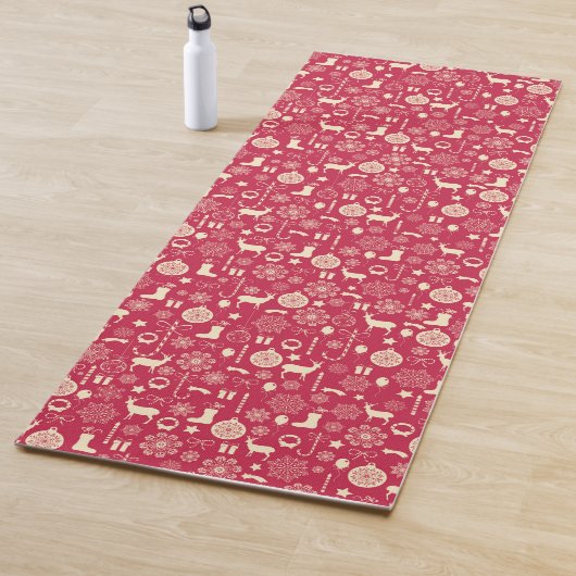 Elegant roze kerstpatroon | Yoga Mat (In situ)
