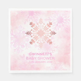 Elegant Roze Kleine Sneeuwvlok Baby shower Servet