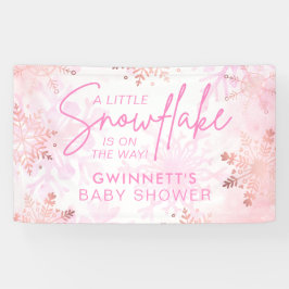 Elegant Roze Kleine Sneeuwvlok Baby shower Spandoek