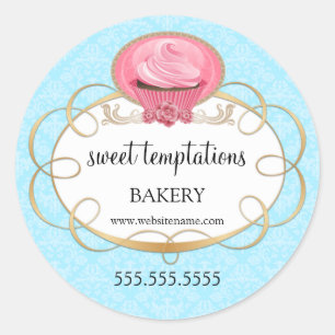 Elegant roze koekjesbakkerij ronde sticker