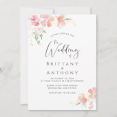 Elegant roze koraal Waterverf bruiloft Kaart (Voorkant)