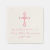 Elegant Roze Kruis Eerste Communie Custom servet (Voorkant)