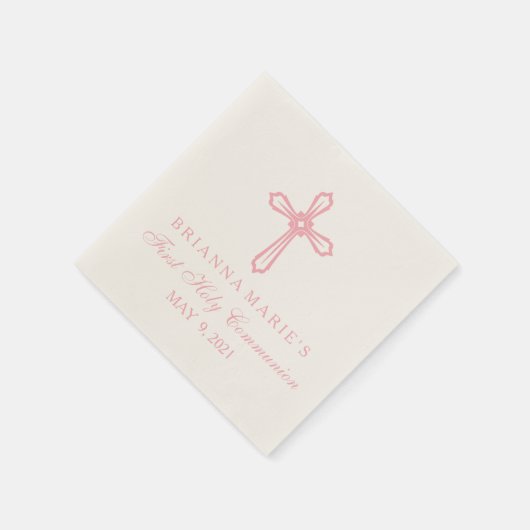 Elegant Roze Kruis Eerste Communie Custom servet (Hoek)