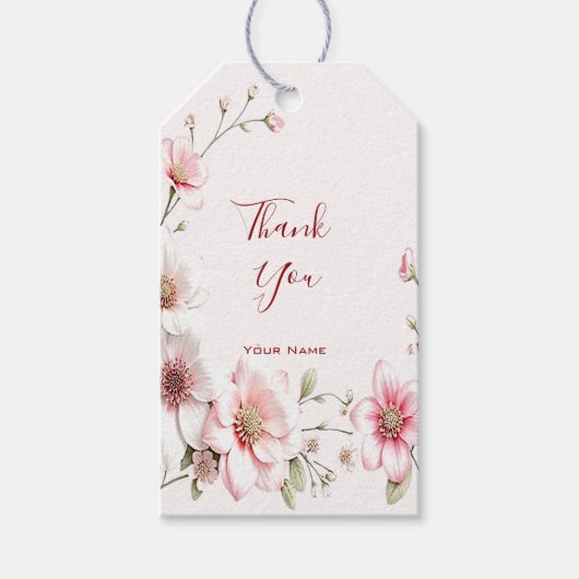 Elegant roze Label van Floral Gift Cadeaulabel (Voorkant)