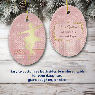 Elegant roze lampjes Gold Ballerina Keramisch Ornament