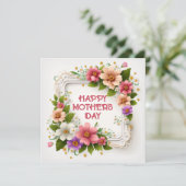 Elegant Roze Lente Bloemen Moederdag Kaart (Staand voorkant)