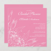 Elegant roze Lily Flower Bridal Shower Uitnodiging (Voorkant / Achterkant)