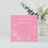 Elegant roze Lily Flower Bridal Shower Uitnodiging (Staand voorkant)