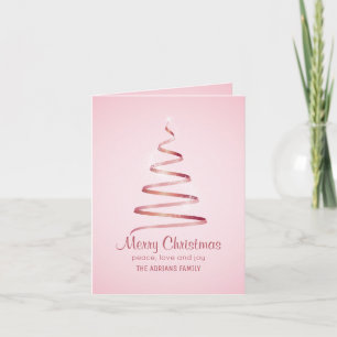 Elegant Roze lint kerstboom Kaart