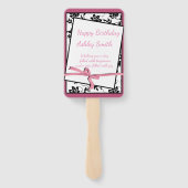 Elegant roze lint zoet 16 handwaaier (Achterkant)