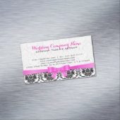 Elegant Roze Lint Zwart & Wit Damasks 2 Visitekaartje Magneet (Voorbeeld)