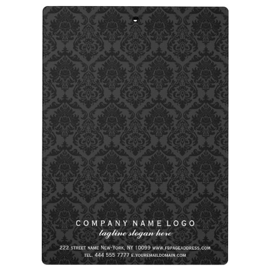 Elegant Roze Lint Zwart & Wit Damasks Klembord (Achterkant)