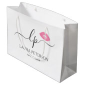 Elegant roze lippen handgeschreven script kalligra groot cadeauzakje (Achterkant Gekanteld)