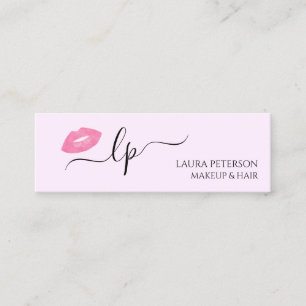 Elegant roze lippen handgeschreven script kalligra mini visitekaartje