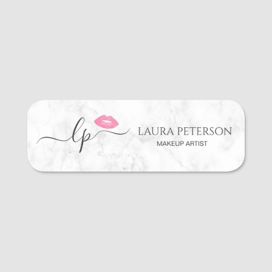 Elegant roze lippen handgeschreven script kalligra naamplaatje (Voorkant)