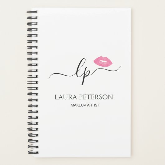 Elegant roze lippen handgeschreven script kalligra planner (Voorkant)
