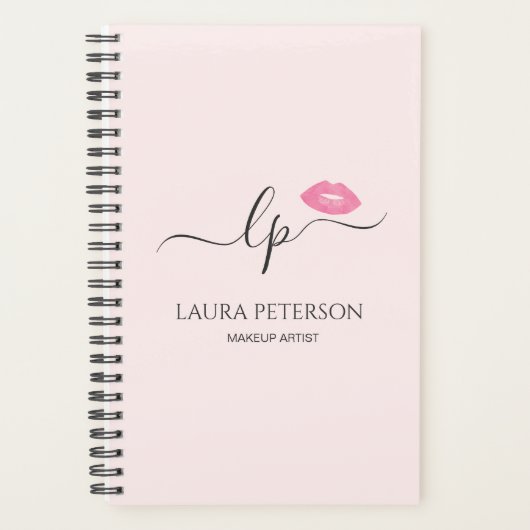 Elegant roze lippen handgeschreven script kalligra planner (Voorkant)