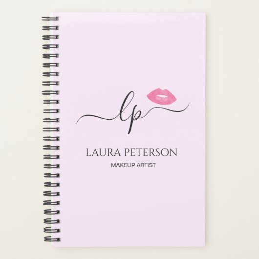 Elegant roze lippen handgeschreven script kalligra planner (Voorkant)