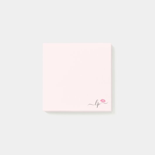 Elegant roze lippen handgeschreven script kalligra post-it® notes (Voorkant)