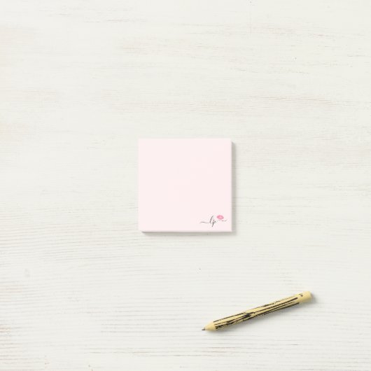Elegant roze lippen handgeschreven script kalligra post-it® notes (Op bureau)