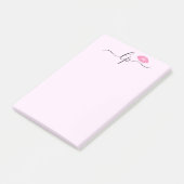 Elegant roze lippen handgeschreven script kalligra post-it® notes (Schuin)