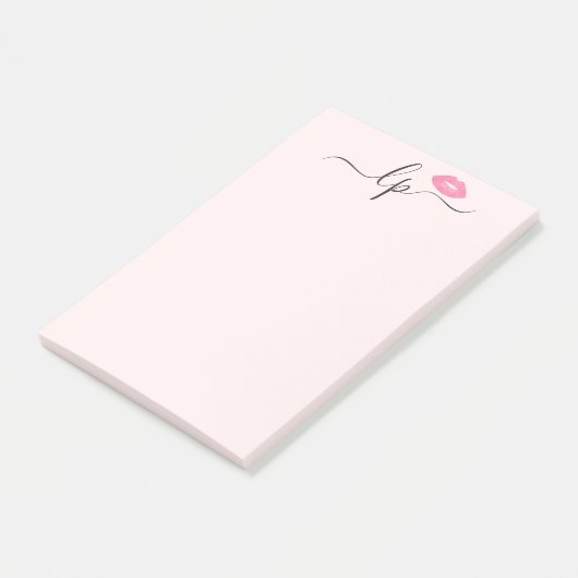 Elegant roze lippen handgeschreven script kalligra post-it® notes (Schuin)