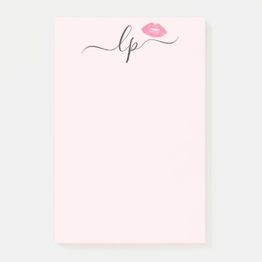 Elegant roze lippen handgeschreven script kalligra post-it® notes (Voorkant)