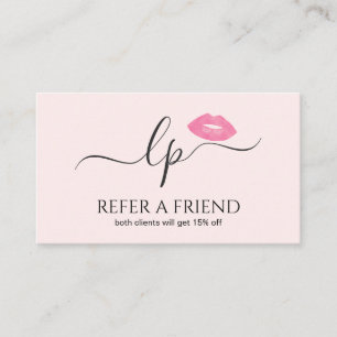 Elegant roze lippen handgeschreven scriptkalligraf aanbevelingskaartje