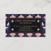 Elegant roze Lotus Faux Glas in lood Patroon Visitekaartje (Achterkant)