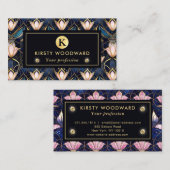 Elegant roze Lotus Faux Glas in lood Patroon Visitekaartje (Voorkant / Achterkant)