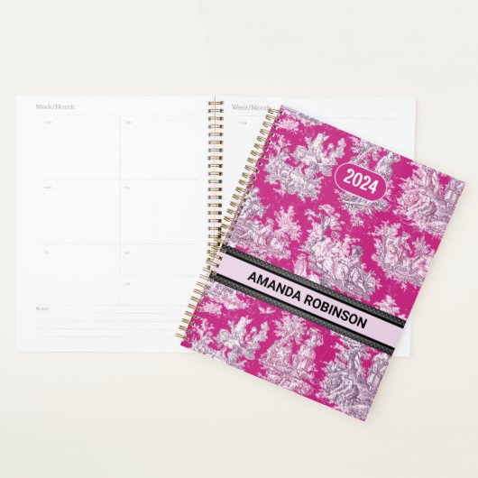 Elegant  roze magenta meer toile de jouy planner (Display)