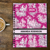 Elegant  roze magenta meer toile de jouy planner